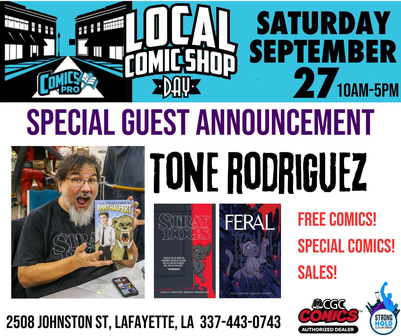 Tone Rodriguez in store signing Local Comic Shop Day, Saturday, September 27