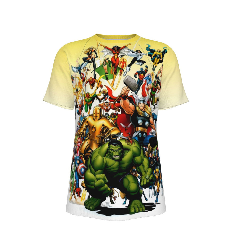 MARVEL SUPERHEROES BY ARTHUR ADAMS ALL OVER PRINT SHIRT AND TANK TOP