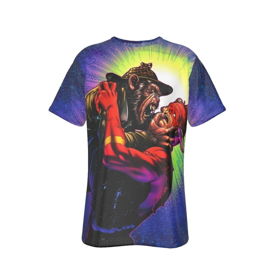 FLASH WITH DETECTIVE CHIMP ALL OVER PRINT SHIRT AND TANK
