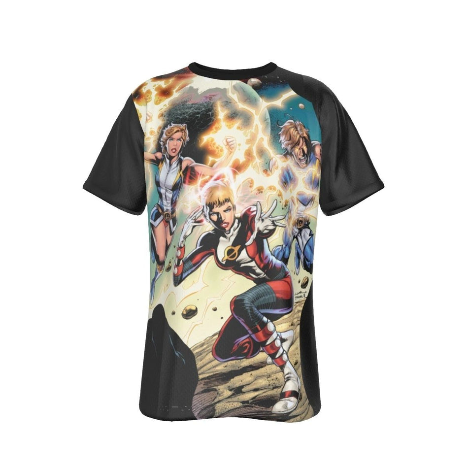 SATURN GIRL AND THE LIGHTNING TWINS ALL OVER PRINT SHIRT AND TANK - CINAR ART