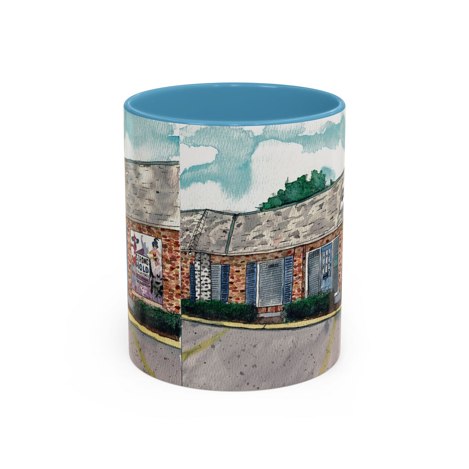 Stronghold Store Painting Accent Coffee Mug (11, 15oz) Painted by local Acadiana Artist Ethan Lohr.