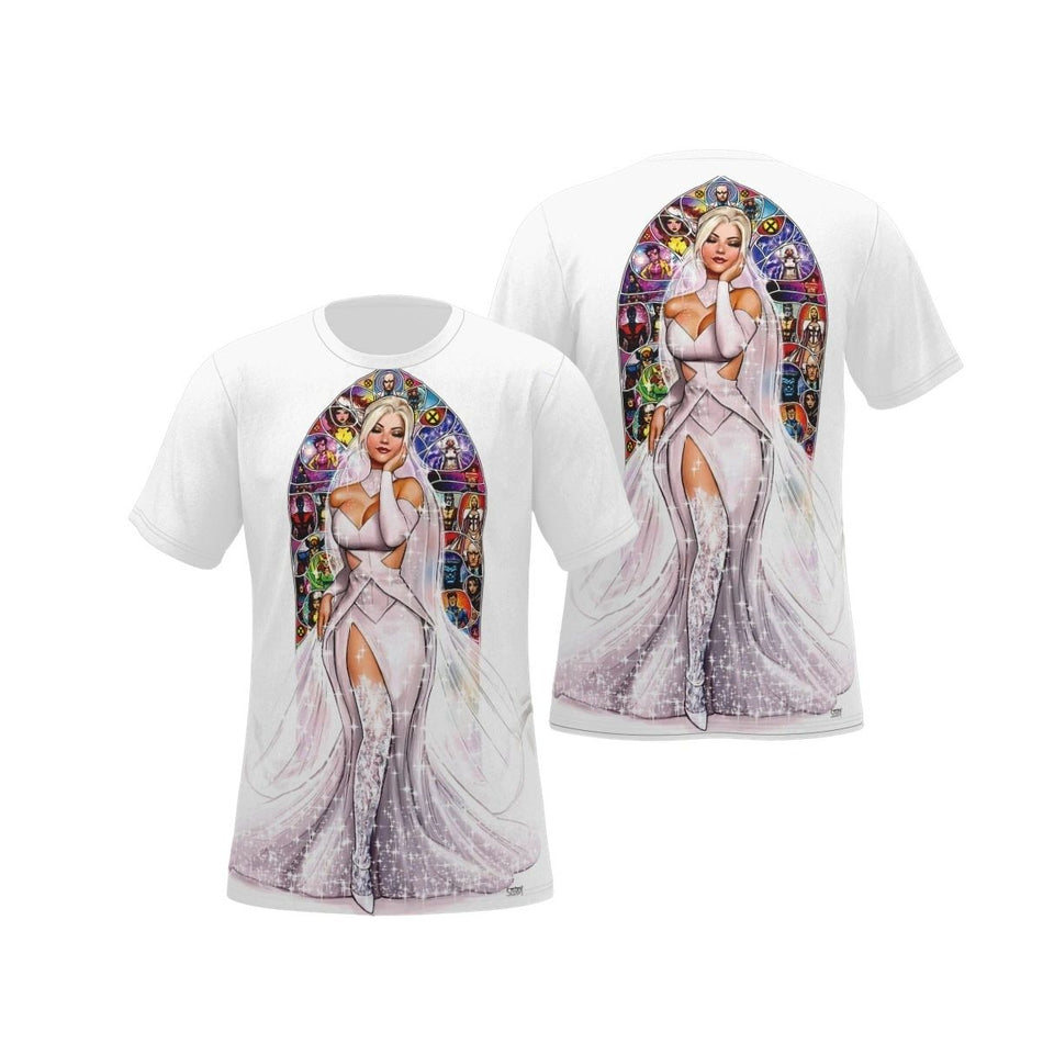 WHITE QUEEN WEDDING GOWN ALL OVER PRINT SHIRT AND TANK - EMMA FROST