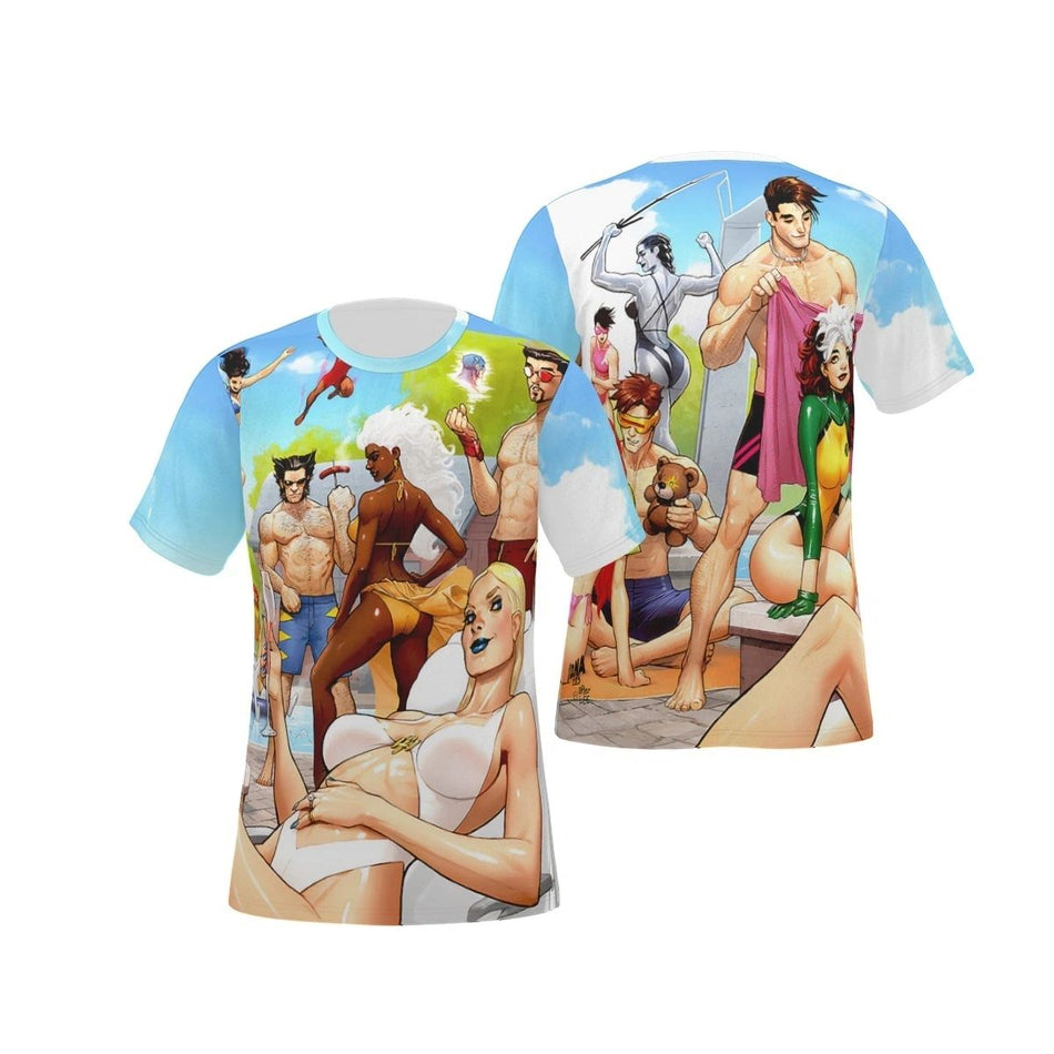 HELLFIRE POOL PARTY ALL OVER PRINT SHIRT AND TANK - EMMA FROST