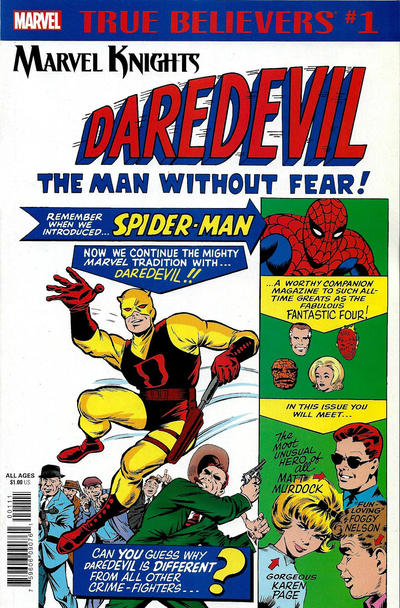 True Believers: Marvel Knights 20th Anniversary - Daredevil by Lee & Everett 2018 #1 - high grade - $3.99