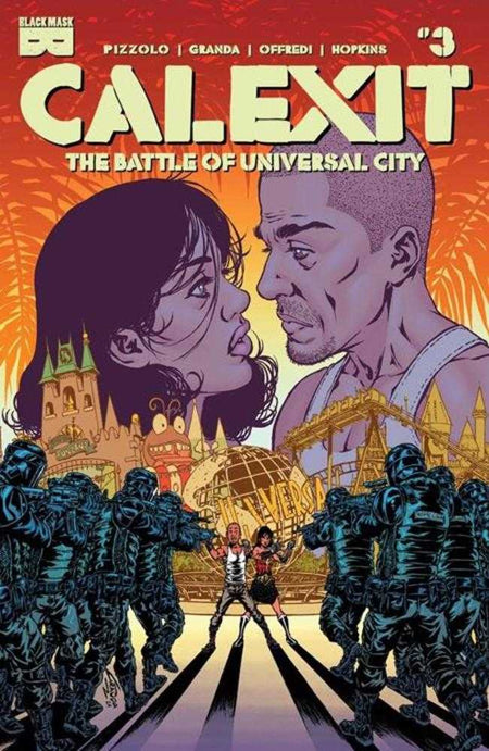 Stock Photo of Calexit the Battle of Universal City #3 (Of 3) CVR A C Granda (MR) Black Mask Comics sold by Stronghold Collectibles of Acadiana Lafayette, LA