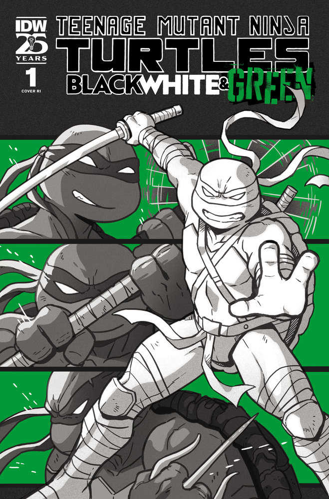 Stock photo of Teenage Mutant Ninja Turtles: Black, White, And Green #1 Variant RI 1:10 Ganuch Eau Foil Variant Comics sold by Stronghold Collectibles