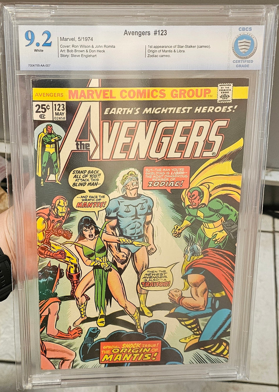 Avengers #123 CBCS 9.2 (1st Appearance of Star-Stalker in Cameo - Origin of Mantis & Libra - Zodiac Cameo)