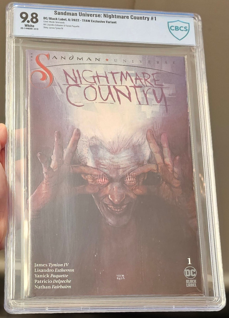 Sandman Universe: Nightmare Country #1 CBCS 9.8 Simmonds Exclusive Variant