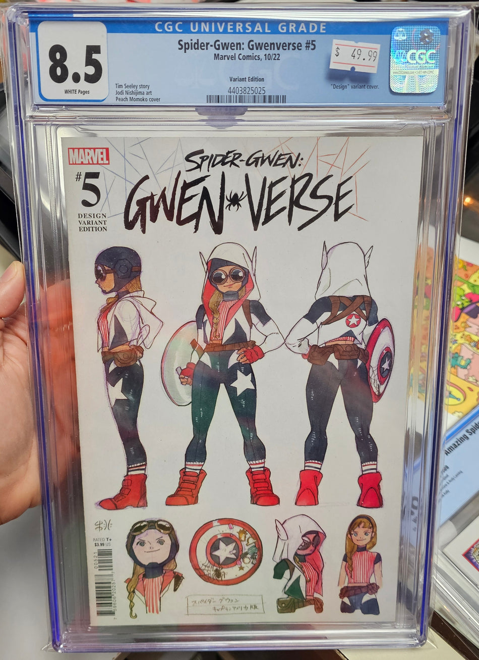 CGC 8.5 Spider-Gwen: Gwenverse #5 1:100 Ratio Variant by Peach Momoko