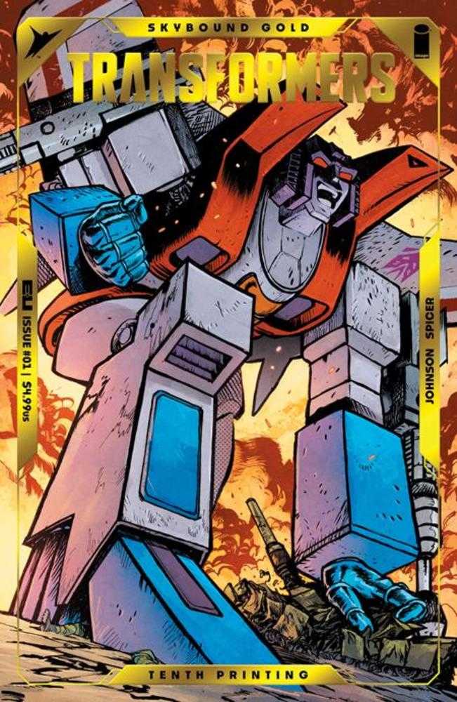 Stock Photo of Transformers #1 Tenth Printing CVR B Daniel Warren Johnson & Mike Spicer Starscream Gold Foil Emboss Variant Image Comics Comics sold by Stronghold Collectibles of Acadiana Lafayette, LA