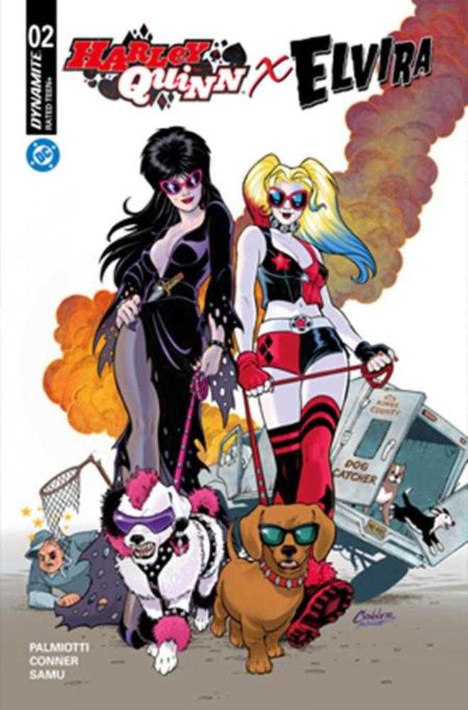 Stock Photo of  Harley Quinn X Elvira #2 Cover A Amanda Conner Dogs Dynamite Entertainment Comics sold by Stronghold Collectibles of Acadiana Lafayette, LA