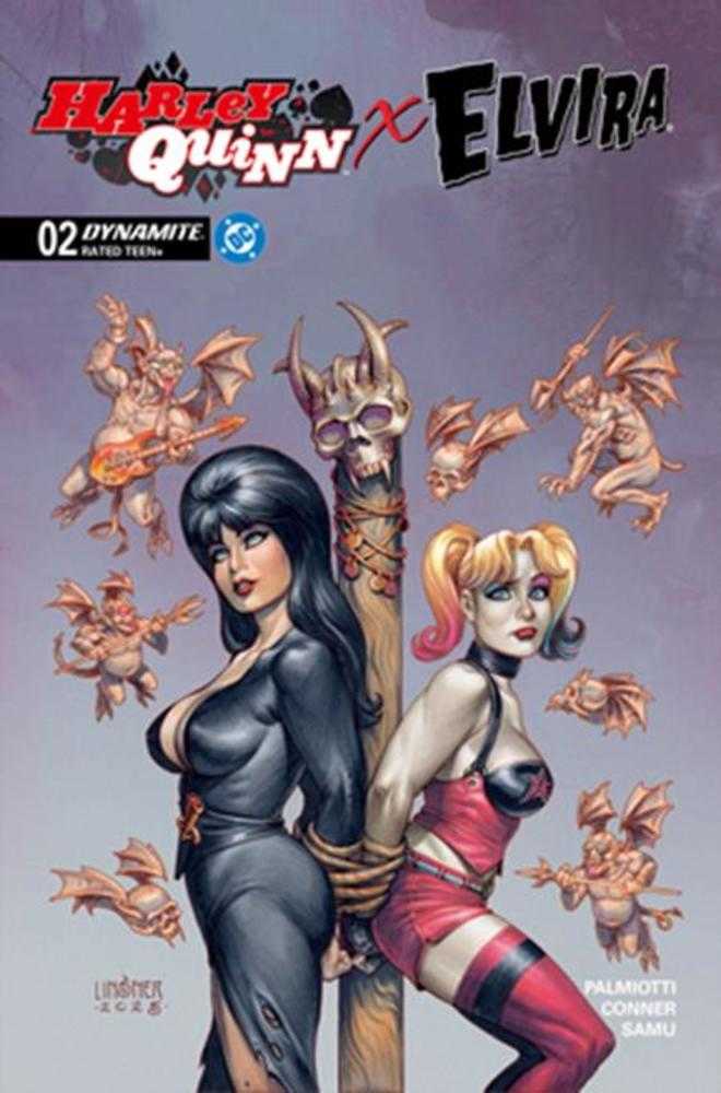 Stock Photo of  Harley Quinn X Elvira #2 Cover C Joseph Michael Linsner Variant Dynamite Entertainment Comics sold by Stronghold Collectibles of Acadiana Lafayette, LA