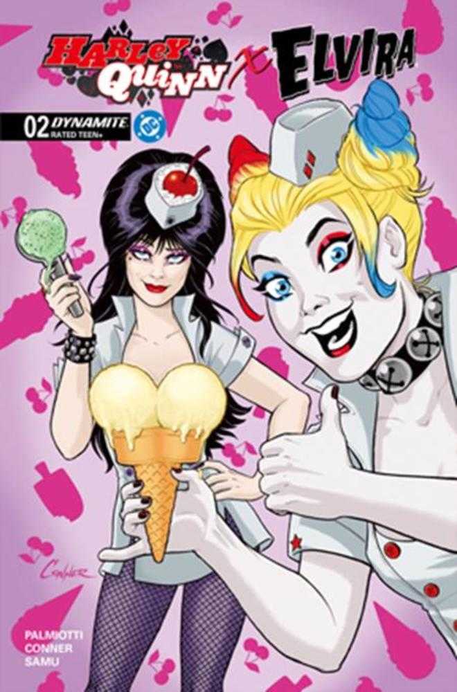 Stock Photo of  Harley Quinn X Elvira #2 Cover K 1 in 10 Amanda Conner Ice Cream Original Variant Dynamite Entertainment Comics sold by Stronghold Collectibles of Acadiana Lafayette, LA
