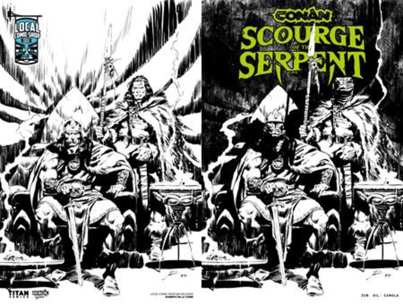 Stock Photo of Conan the Barbarian Scourge of the Serpent #1 (of 4) CVR J Roberto De La Torre LCSD Exclusive Inks Wraparound Variant (MR) Titan Comics Comics sold by Stronghold Collectibles of Acadiana Lafayette, LA