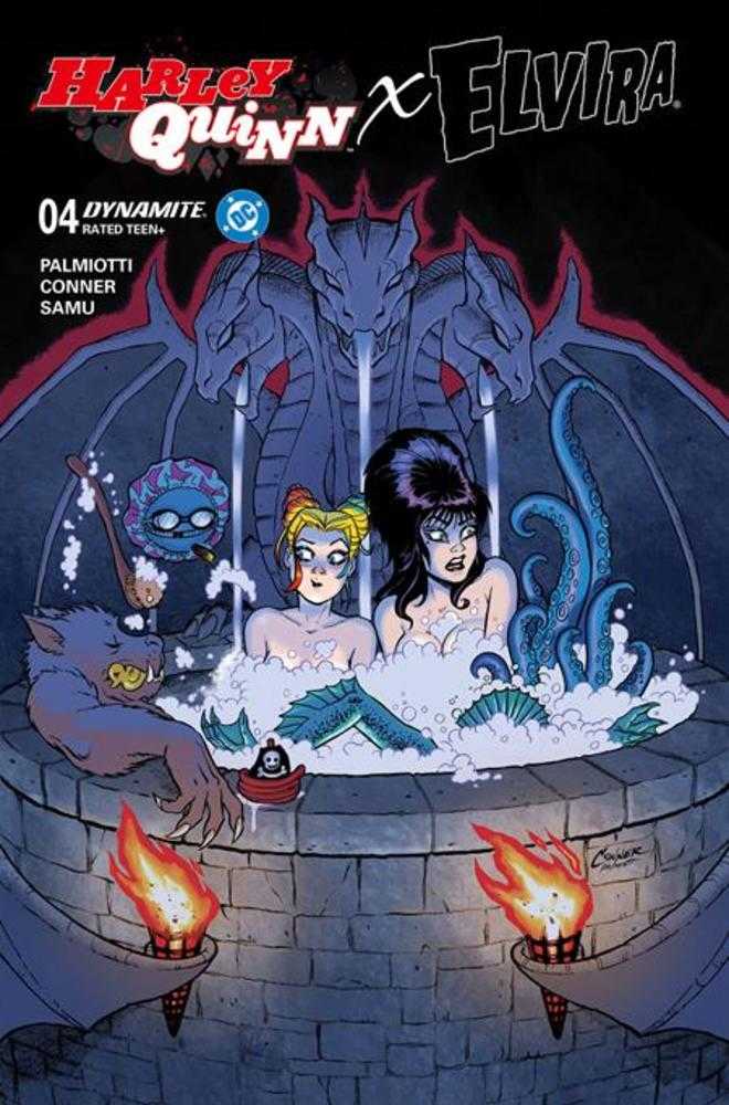 Stock Photo of  Harley Quinn X Elvira #4 Cover A Amanda Conner Hot Tub Dynamite Entertainment Comics sold by Stronghold Collectibles of Acadiana Lafayette, LA