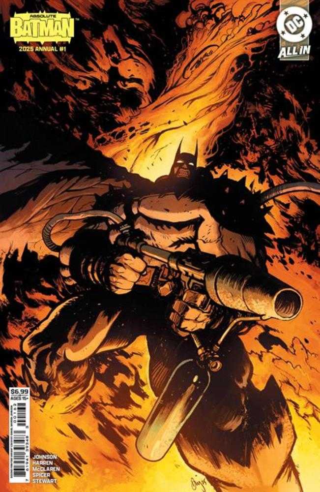 Stock Photo of  Absolute Batman 2025 Annual #1 (One Shot) 2nd Print Cover B Daniel Warren Johnson Flamethrower Card Stock Variant DC Comics Comics sold by Stronghold Collectibles of Acadiana Lafayette, LA