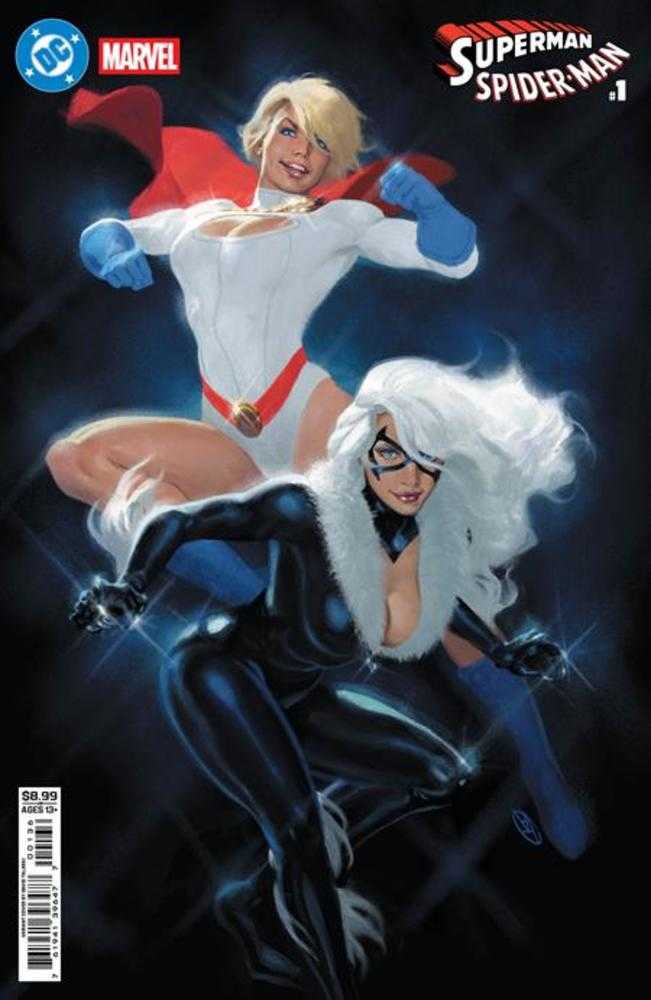 Stock Photo of  DC Marvel Superman Spider-Man #1 (One Shot) Cover V David Talaski Power Girl & Black Cat Card Stock Variant DC Comics Comics sold by Stronghold Collectibles of Acadiana Lafayette, LA