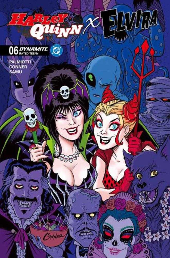 Stock Photo of  Harley Quinn X Elvira #6 Cover A Amanda Conner Party Dynamite Entertainment Comics sold by Stronghold Collectibles of Acadiana Lafayette, LA