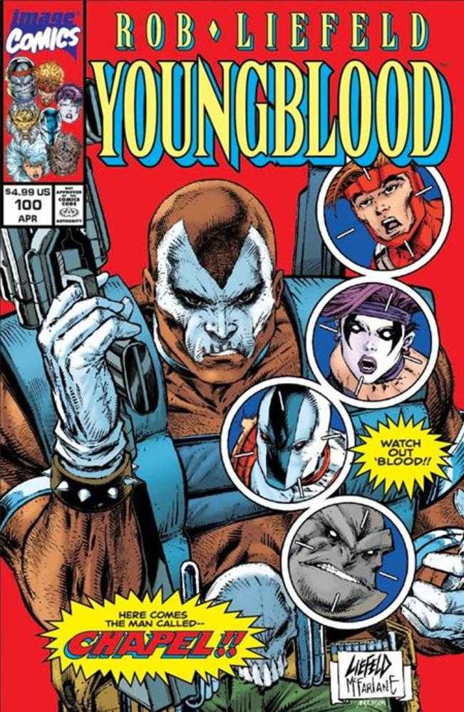 Stock Photo of  Youngblood #100 Cover G Rob Liefeld & Todd McFarlane Retro Variant Image Comics Comics sold by Stronghold Collectibles of Acadiana Lafayette, LA