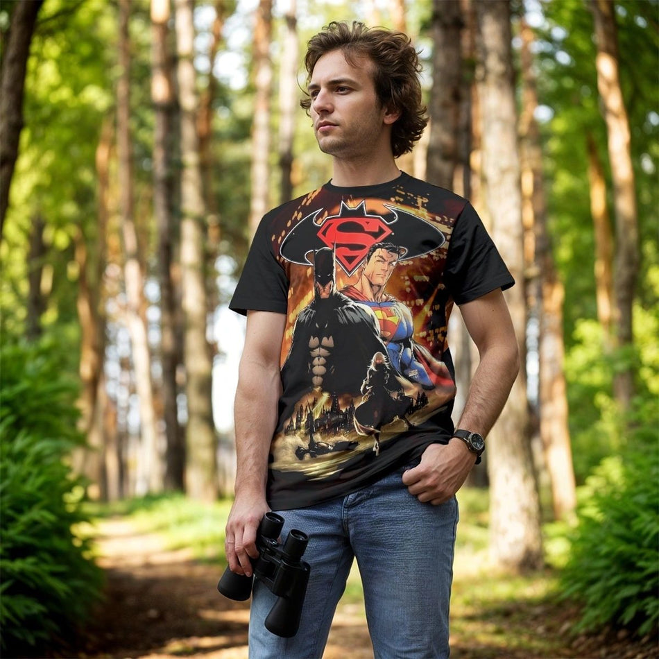 SUPERMAN BATMAN 8 ALL OVER PRINT SHIRT - MICHAEL TURNER