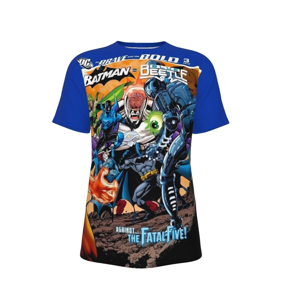BRAVE AND BOLD 3 V2 ALL OVER PRINT SHIRT AND TANK TOP -BATMAN BLUE BEETLE VS FATAL 5