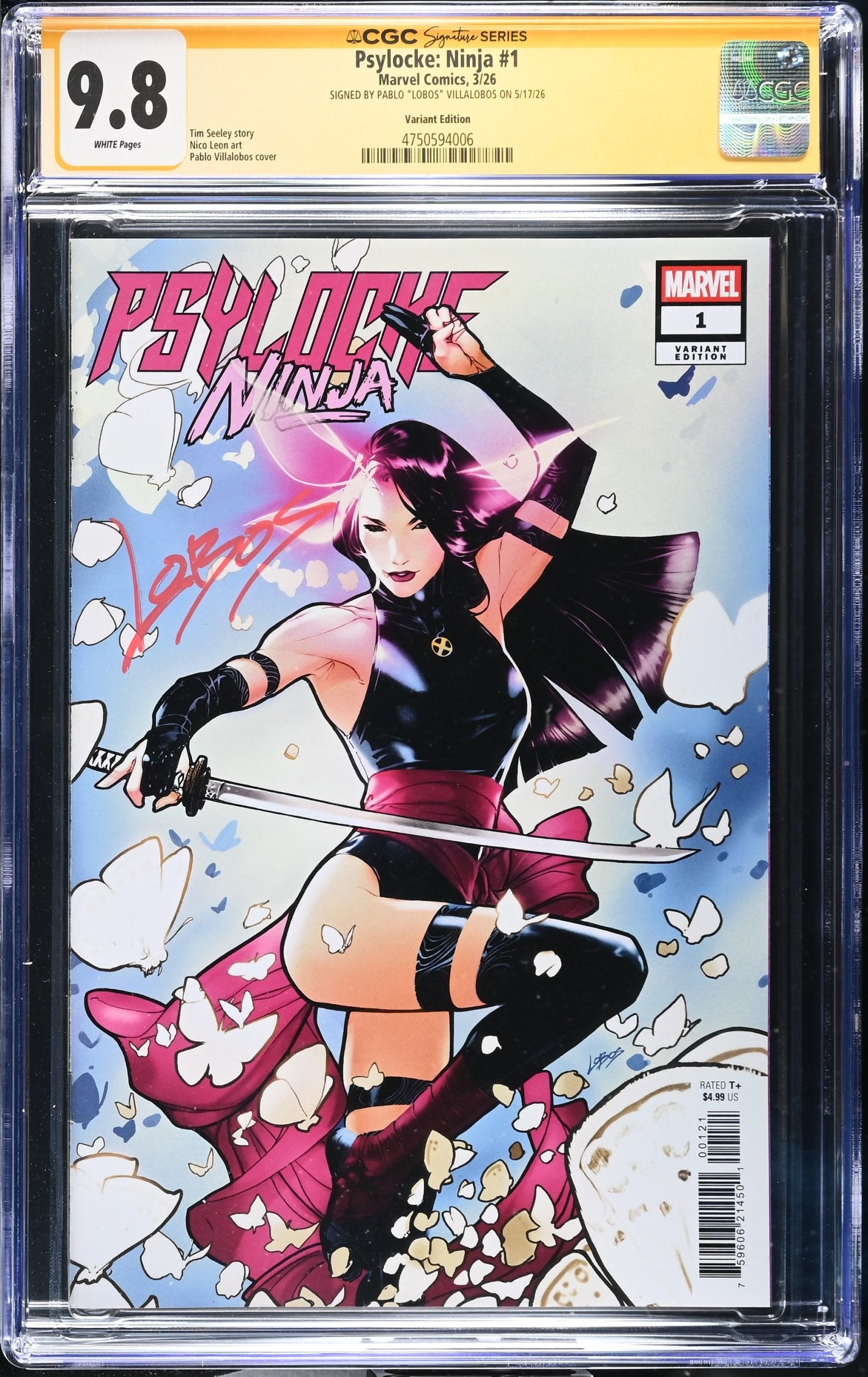 CGC 9.8 Psylocke Ninja #1 SIGNED by Pablo "Lobos" Villalobos - 4750594006