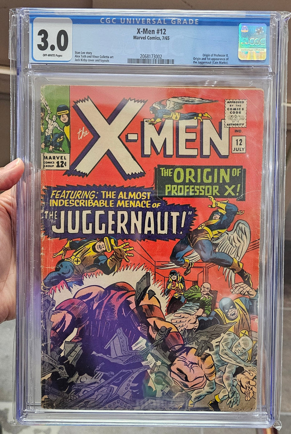 CGC 3.0 X-Men #12 Origin of Professor X. Origin and 1st appearance of the Juggernaut Cain Marko
