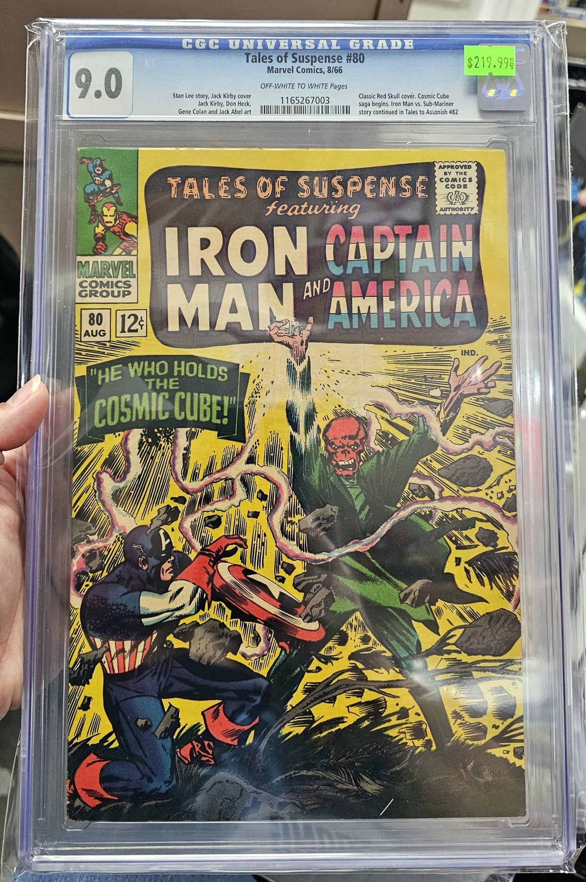 CGC 9.0 Tales of Suspense #80 Classic Red Skull cover. Cosmic Cube saga begins. Iron Man vs. Sub-Mariner story continued in Tales to Astonish #82