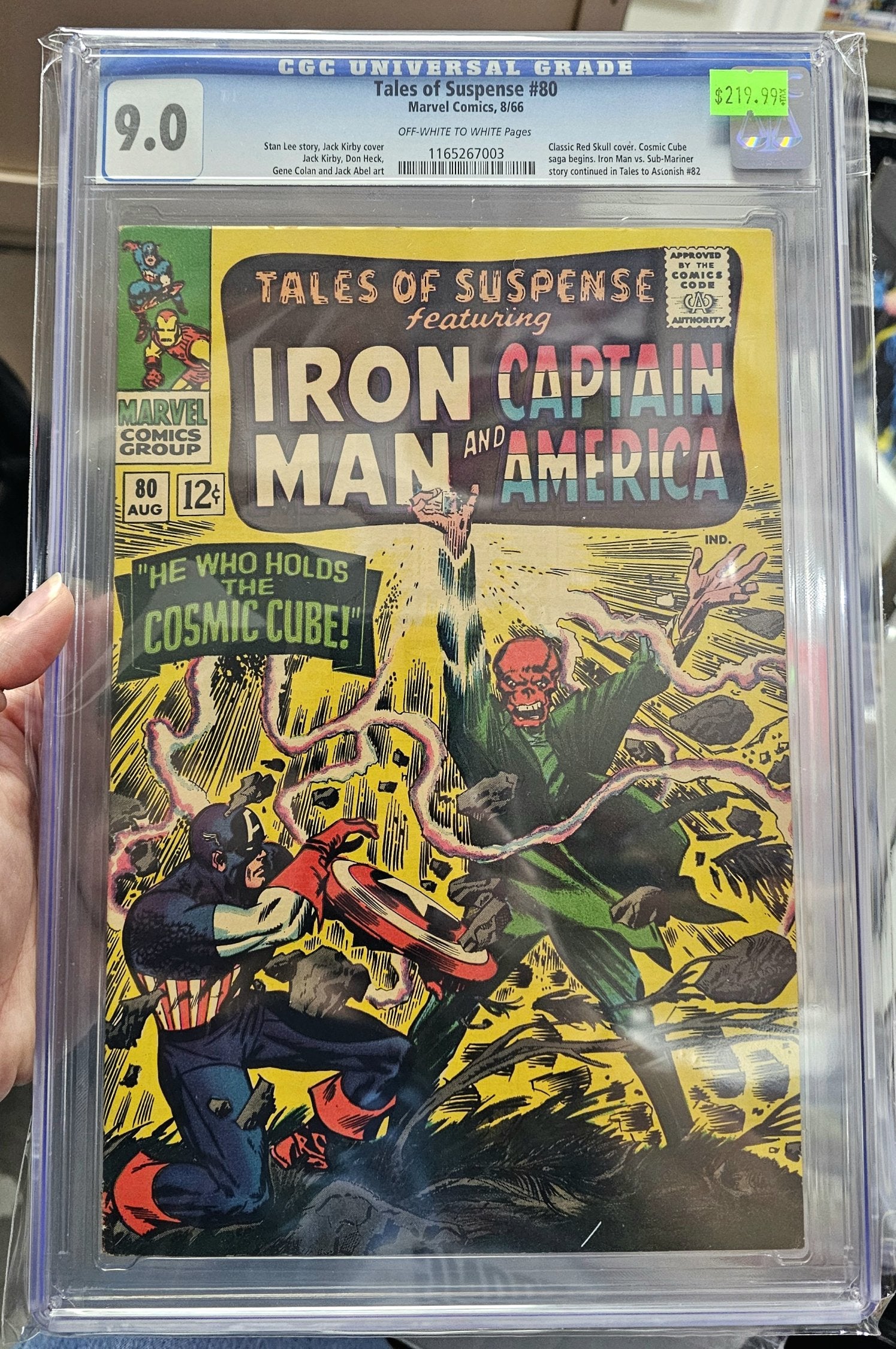 CGC 9.0 Tales of Suspense #80 Classic Red Skull cover. Cosmic Cube saga begins. Iron Man vs. Sub-Mariner story continued in Tales to Astonish #82
