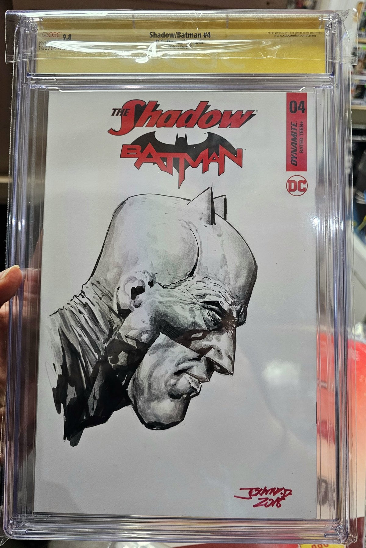 CGC 9.8 Shadow Batman OneStopComicShop.com exclusive Sketch cover SIGNED & SKETCH BY JOHNNY D on back cover