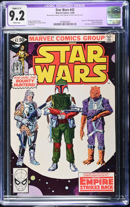 CGC 9.2 Star Wars #42 Part 4 of "The Empire Strikes Back" movie adaptation. Star Wars British cover gallery