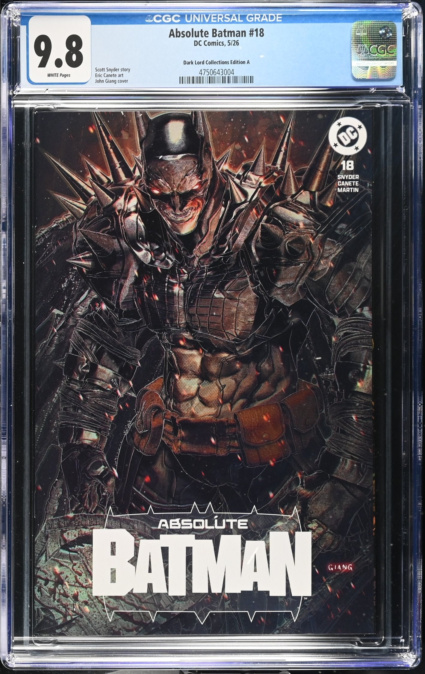 CGC 9.8 Absolute Batman #18 John Giang MegaCon Exclusive Limited to 3000 Copies - 4750643004