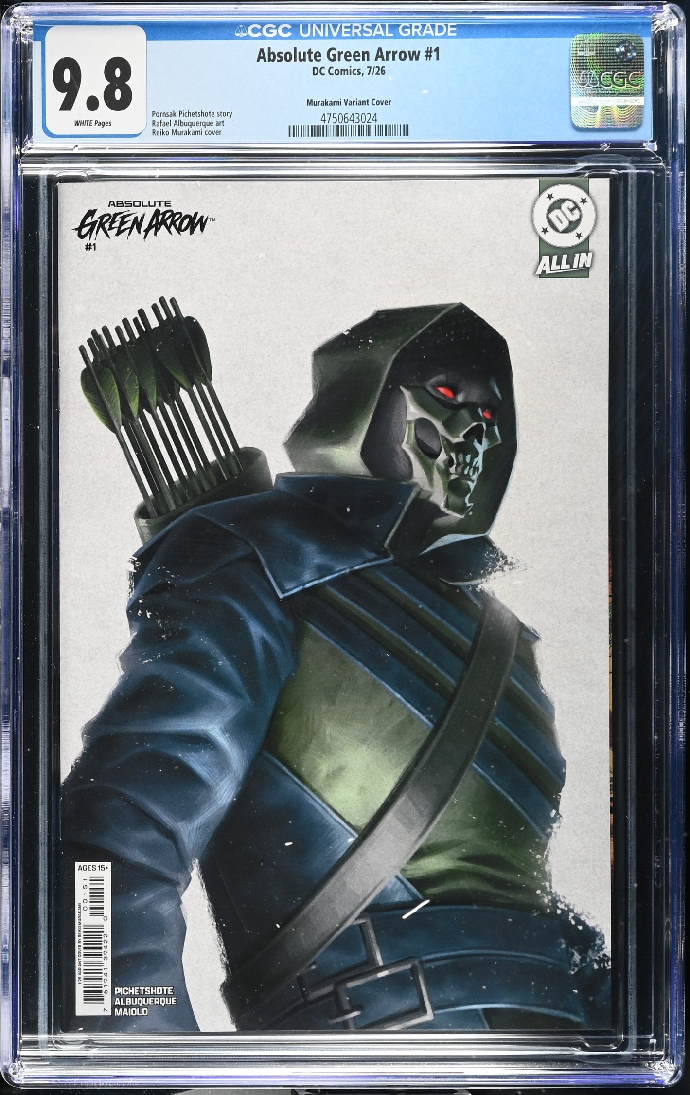 CGC 9.8 Absolute Green Arrow #1 CVR H 1:25 Reiko Murakami Card Stock Variant (Of 6)