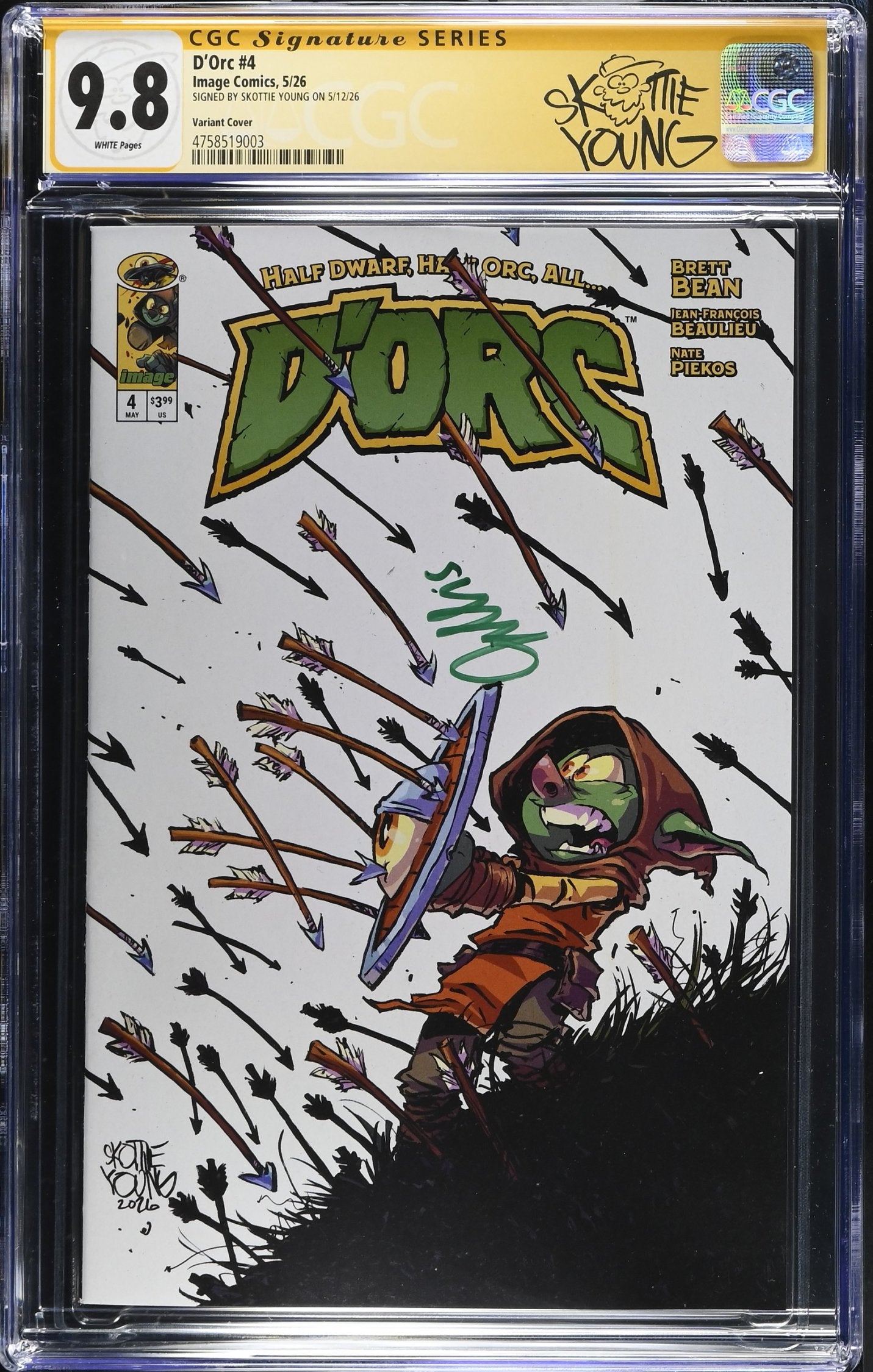 CGC 9.8 D'Orc #4 Skottie Young Variant SIGNED by YOUNG
