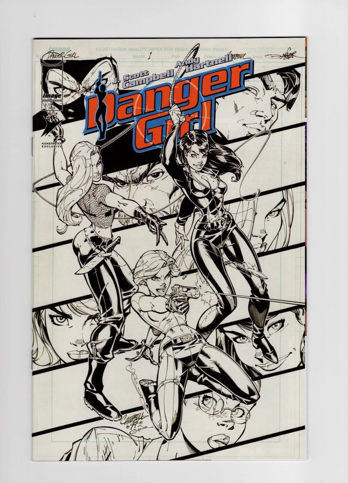 Danger Girl #1 Sketch Kickstarter Exclusive Cover w/bonus Danger Girl Sticker