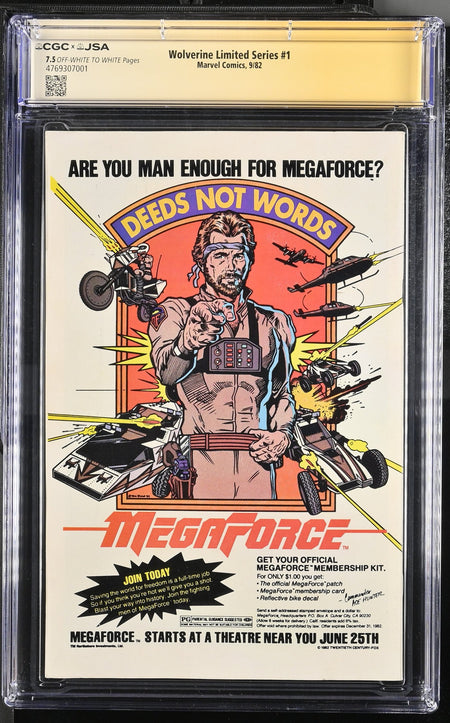 CGC 7.5 Wolverine Limited Series #1 SIGNED BY CHRIS CLAREMONT & FRANK MILLER 1st solo Wolverine comic. Yukio cameo on last page