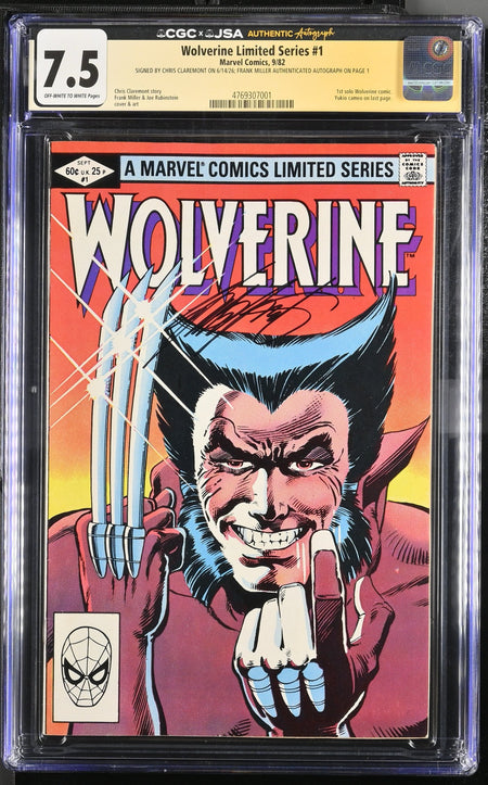 CGC 7.5 Wolverine Limited Series #1 SIGNED BY CHRIS CLAREMONT & FRANK MILLER 1st solo Wolverine comic. Yukio cameo on last page