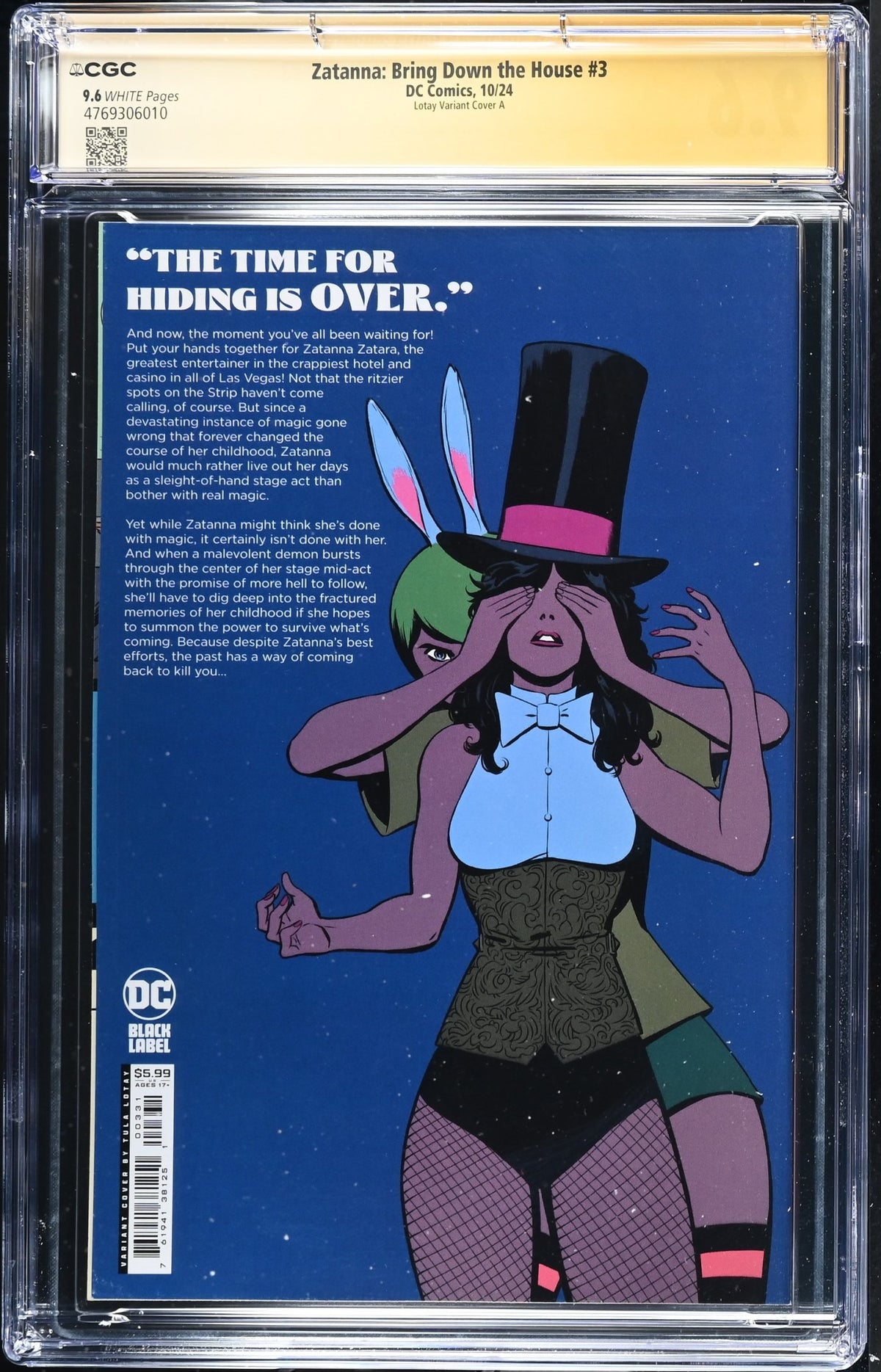 CGC 9.6 Zatanna Bring Down The House #3 Tula Lotay Variant SIGNED by TULA LOTAY