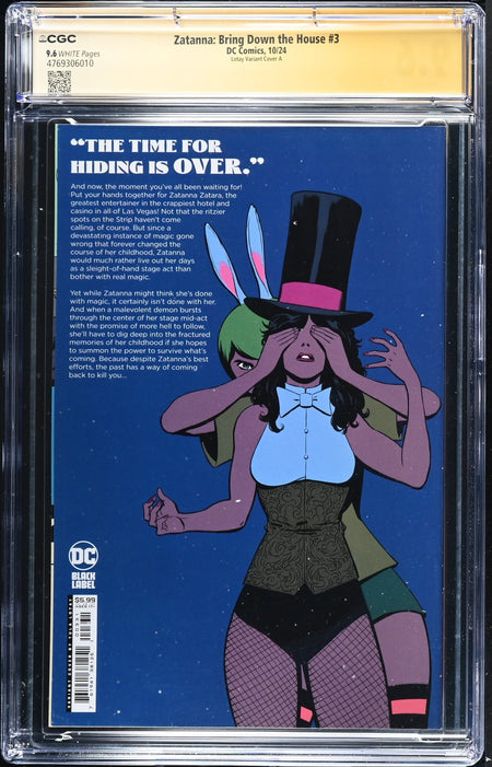 CGC 9.6 Zatanna Bring Down The House #3 Tula Lotay Variant SIGNED by TULA LOTAY