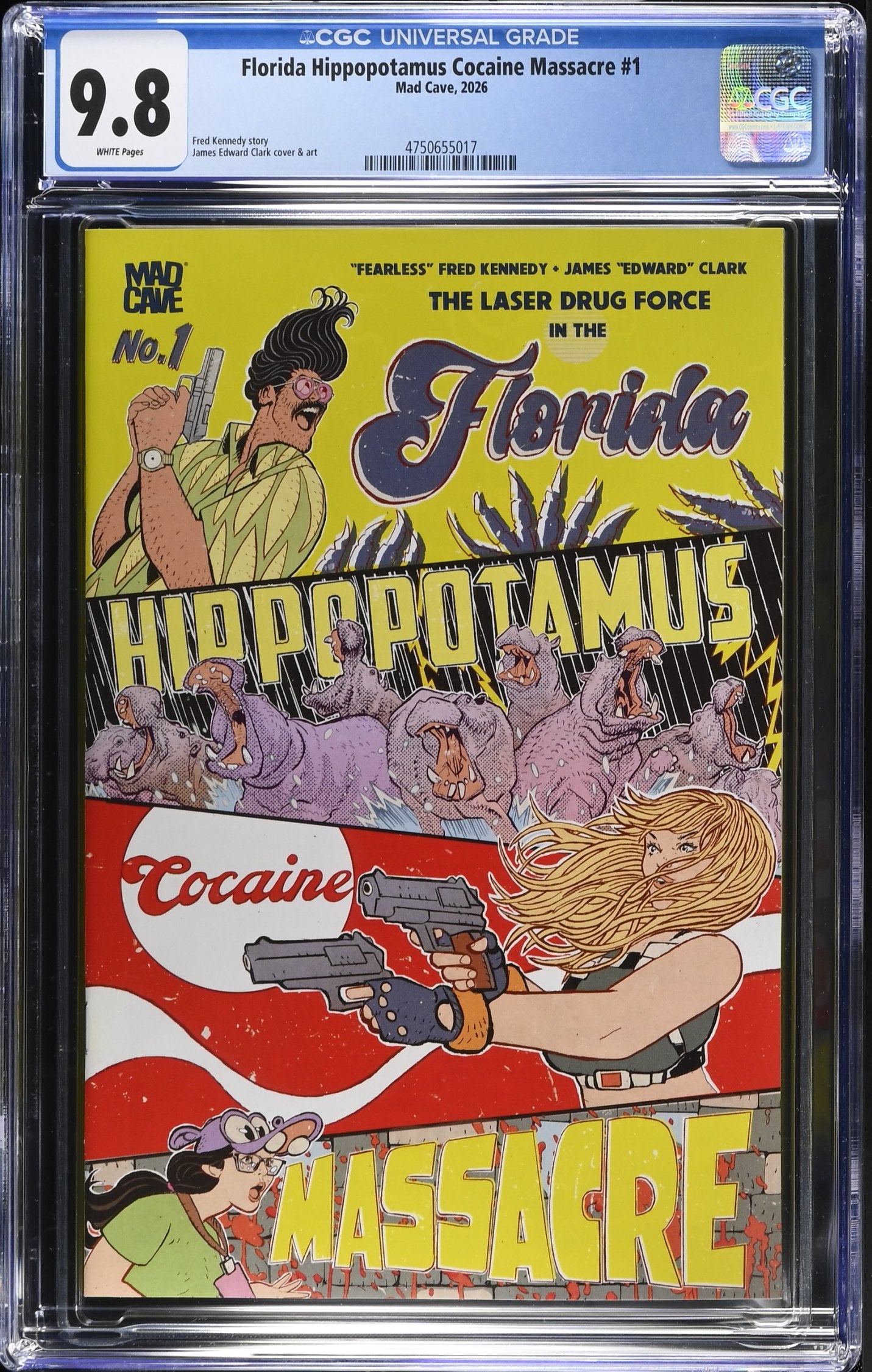 CGC 9.8 Florida Hippopotamus Cocaine Massacre #1 James Edward Clark