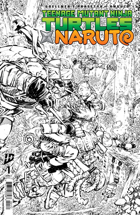 Teenage Mutant Ninja Turtles X Naruto #1 2nd Print 1:10 Black & White