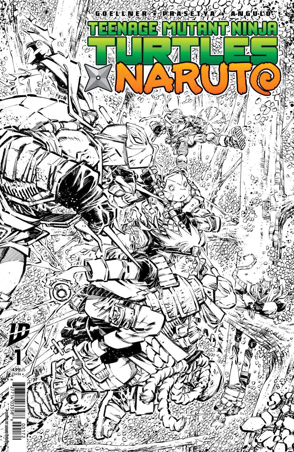 Teenage Mutant Ninja Turtles X Naruto #1 2nd Print 1:10 Black & White