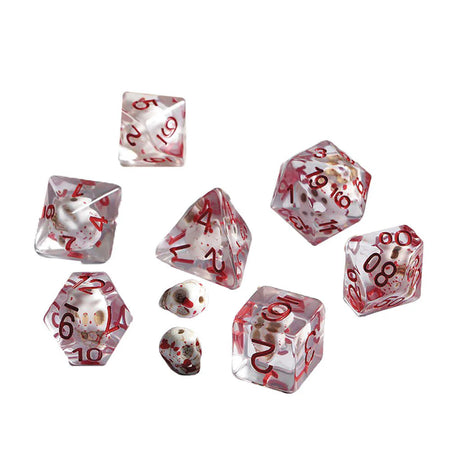 Resin Dice Bloody Skull 7pc Set