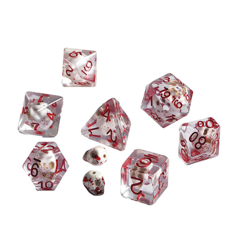 Resin Dice Bloody Skull 7pc Set