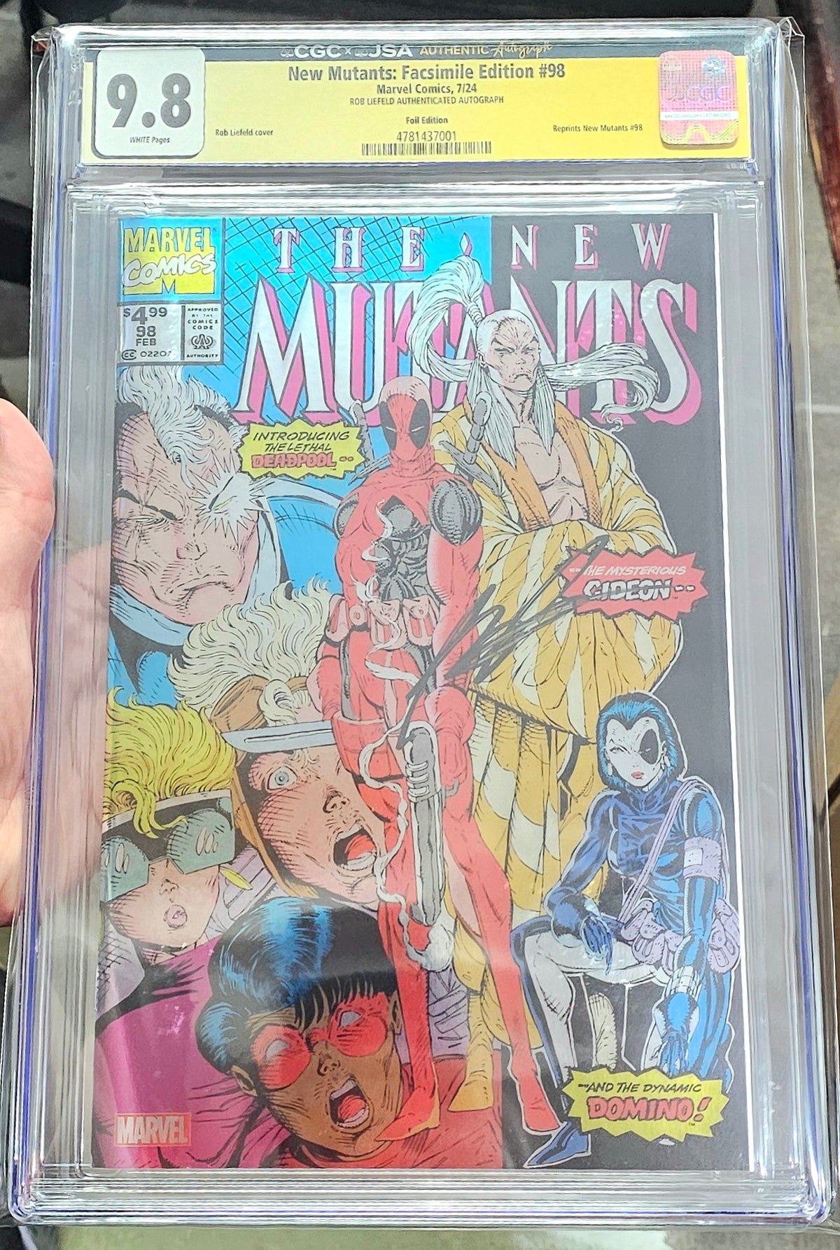 CGC 9.8 New Mutants Facsimile Edition #98 Foil SIGNED BY ROB LIEFELD