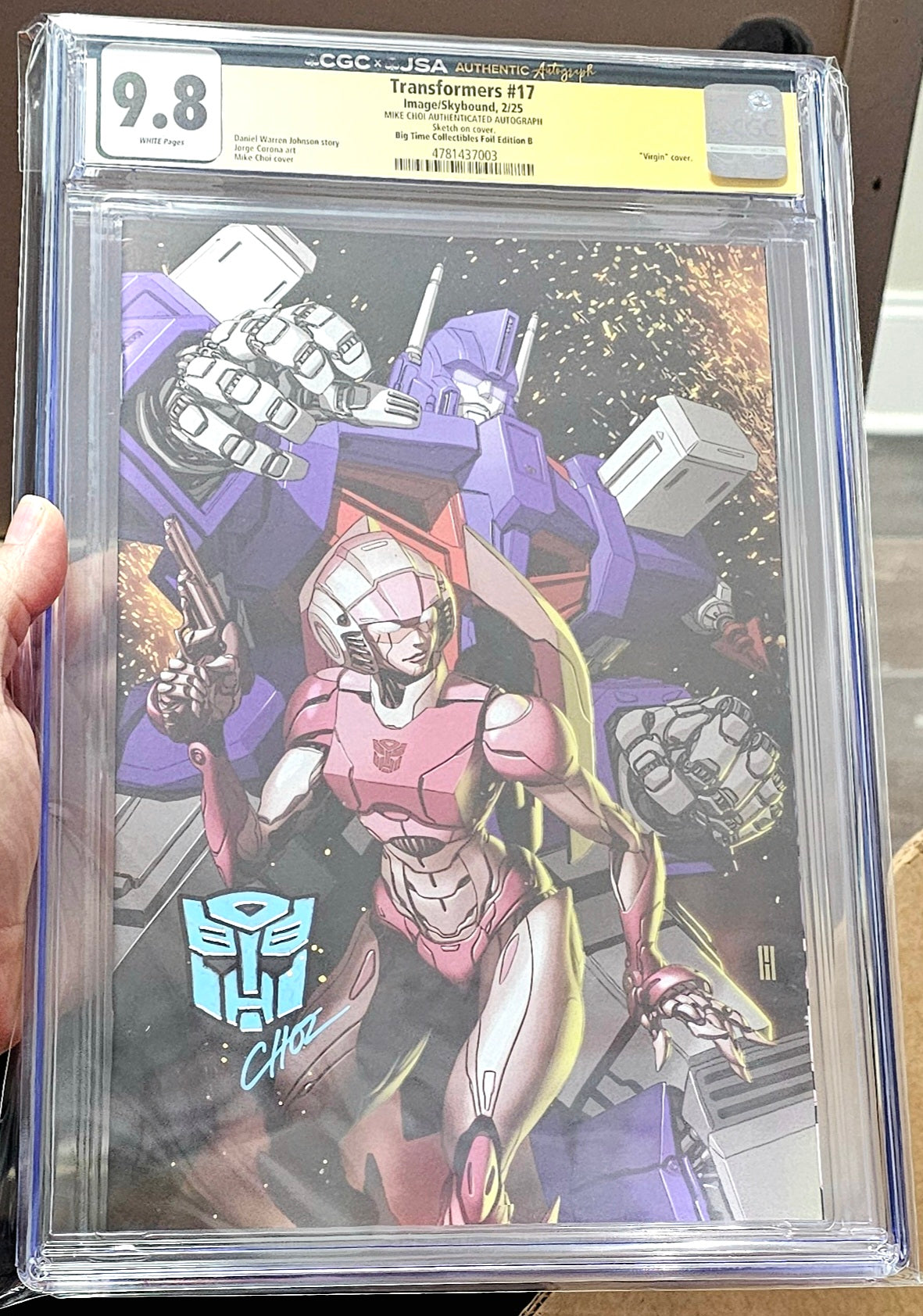 CGC 9.8 Transformers #17 Choi Foil Exclusive Limited to Only 500 Copies! SIGNED & SKETCH BY MIKE CHOI