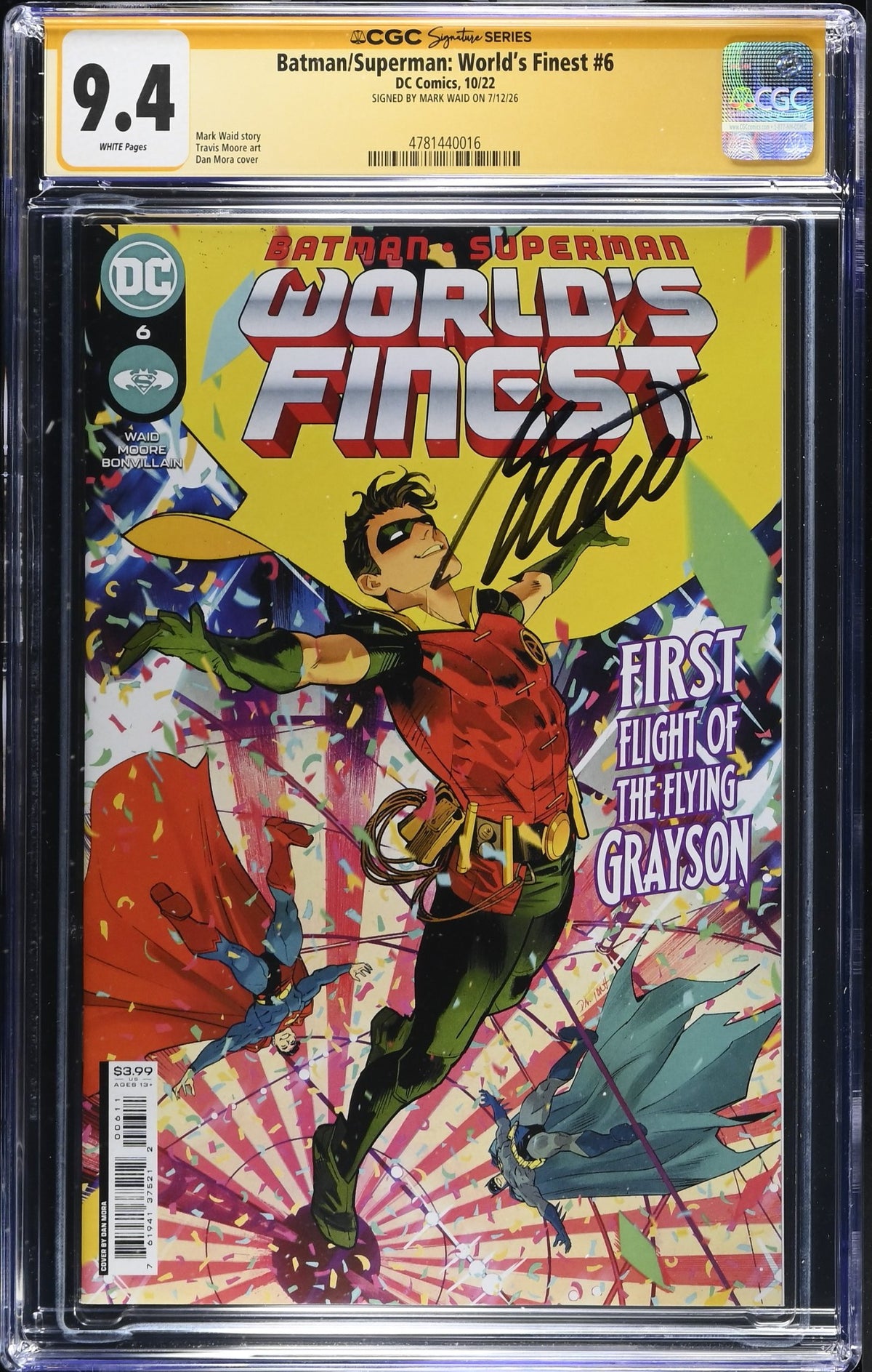 CGC 9.4 Batman Superman World's Finest #6 Signed by Mark Waid