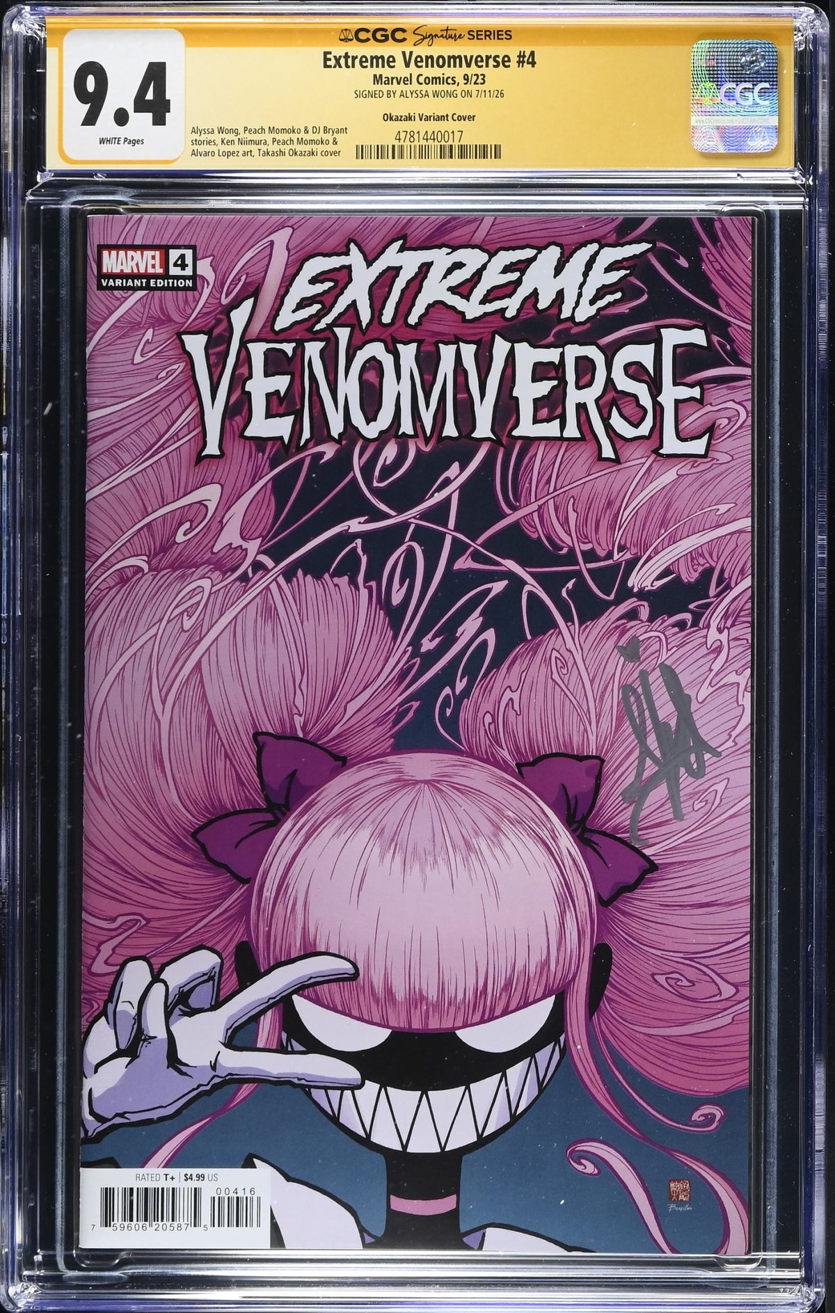 CGC 9.4 Extreme Venomverse #4 1:25 Ratio Okazaki Variant SIGNED by Alyssa Wong