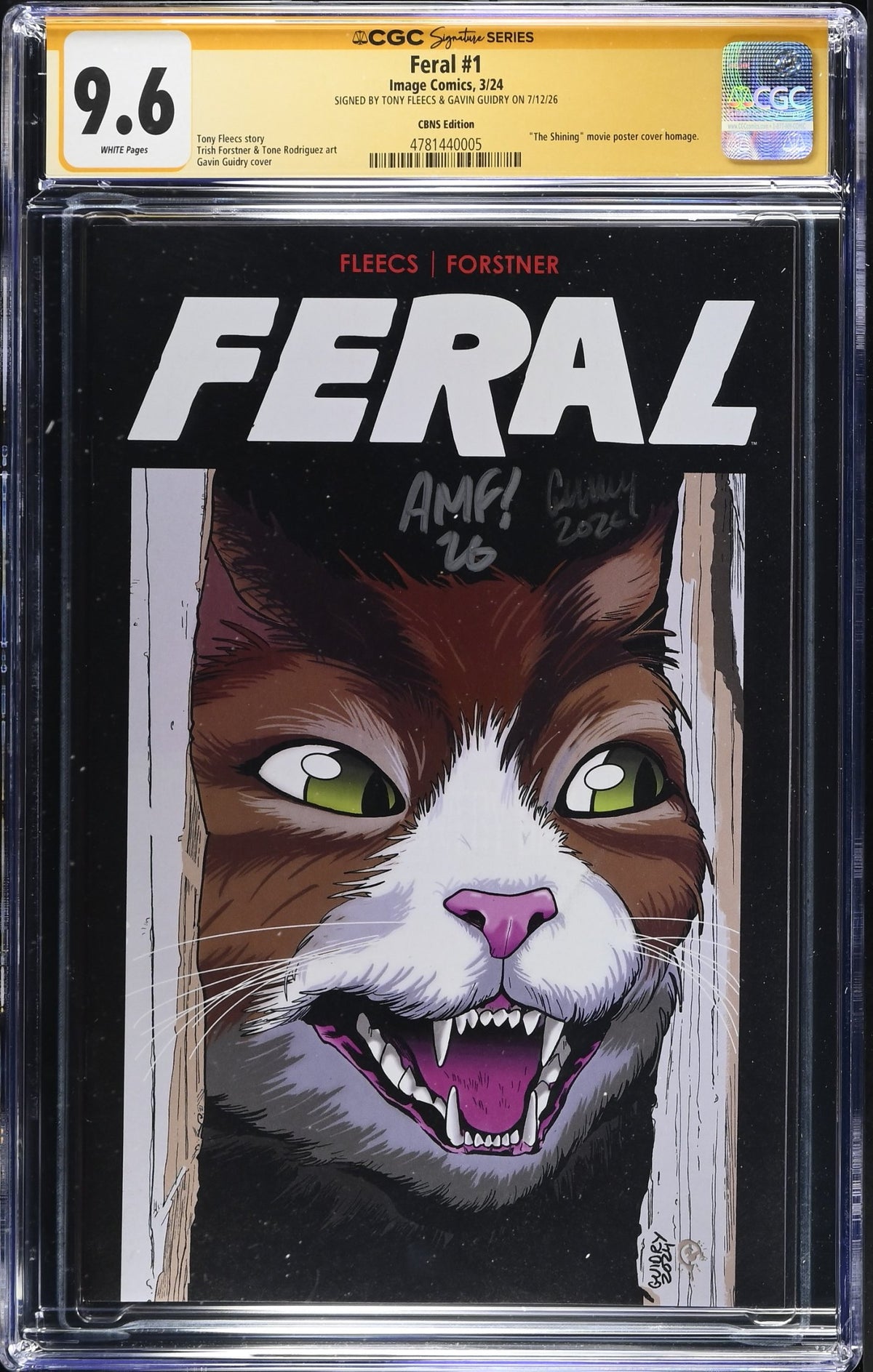 CGC 9.6 Feral #1 Gavin Gidry Limited Exclusive Limited to 500 Copies SIGNED by Tony Fleecs & Gavin Guidry