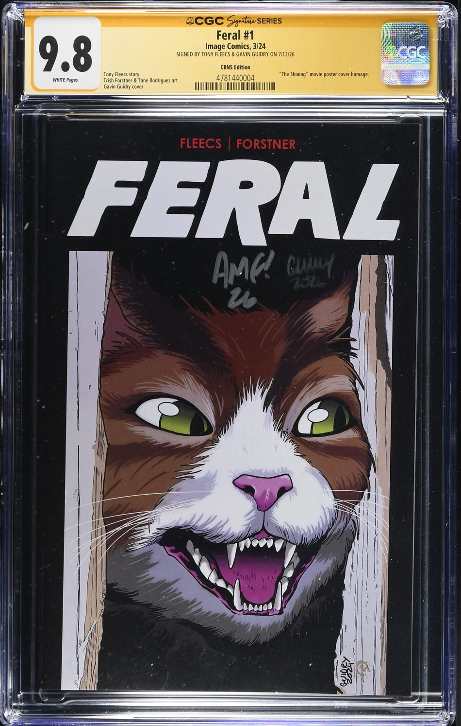 CGC 9.8 Feral #1 Gavin Gidry Limited Exclusive Limited to 500 Copies SIGNED by Tony Fleecs & Gavin Guidry